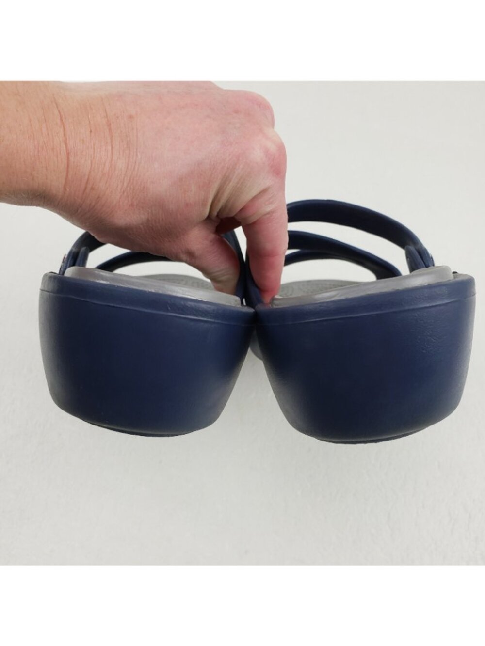 Crocs Patricia Slide Wedge Sandal Womens 10 Blue Strappy Slip On Comfort Shoe - Picture 9 of 13